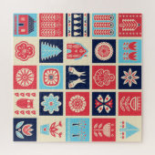 北欧フォークアート：ヴィンテージフローラ。 ジグソーパズル (横)