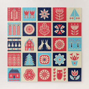 北欧フォークアート：ヴィンテージフローラ。 ジグソーパズル