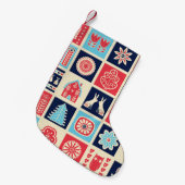 北欧フォークアート:ヴィンテージフローラ。 スモールクリスマスストッキング (正面 (吊り時))