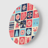 北欧フォークアート:ヴィンテージフローラ。 ラージ壁時計 (傾斜)