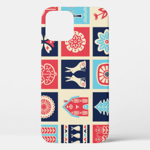 北欧フォークアート:ヴィンテージフローラ。 iPhone 12ケース
