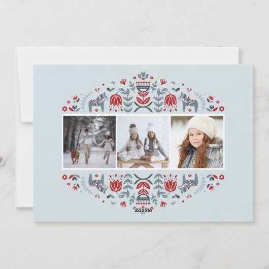 北欧フォークアート | 新年のクリスマス3枚の写真 シーズンカード (裏面)