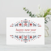 北欧フォークアート | 新年のクリスマス3枚写真 シーズンカード (スタンド正面)