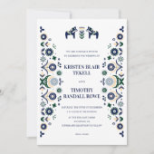 北欧フォークダラホーススカンジナビア結婚のV1 Inv 招待状 (正面)