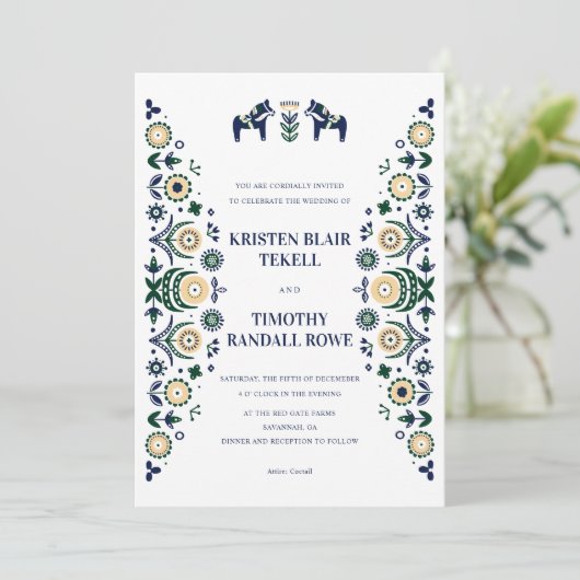 北欧フォークダラホーススカンジナビア結婚のV2 招待状 (スタンド正面)