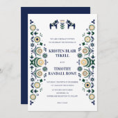 北欧フォークダラホーススカンジナビア結婚のV2 招待状 (正面/裏面)