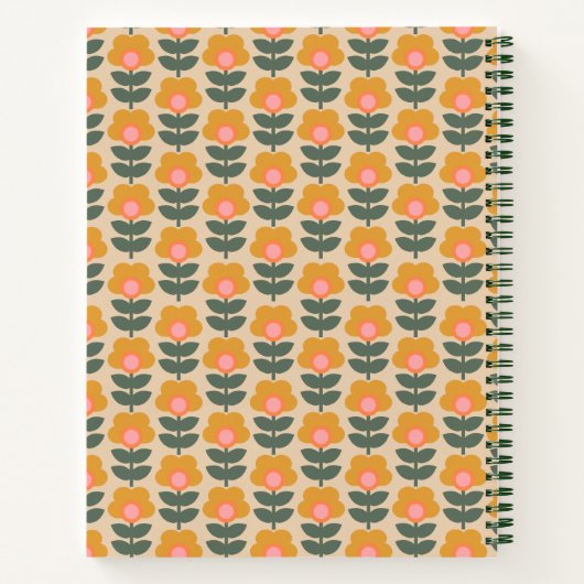 北欧フラワーパターンパーソナライズされたレシピ ノートブック (裏面)