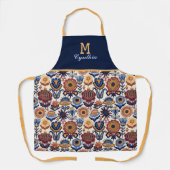 北欧フラワーフォークアートパターンモノグラム エプロン (正面)