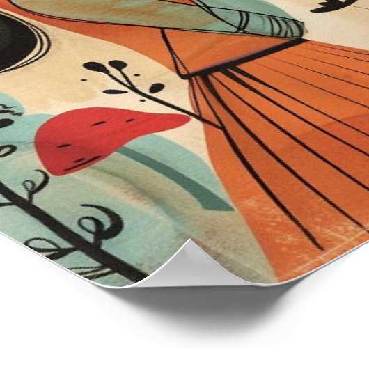 北欧フローラ抽象芸術幾何学的ポスター12x18 ポスター (角)