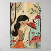 北欧フローラ抽象芸術幾何学的ポスター12x18 ポスター (正面)