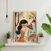 北欧フローラ抽象芸術幾何学的ポスター12x18 ポスター