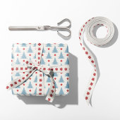 北欧ブルークリスマスツリーズスカンジナビア ラッピングペーパー