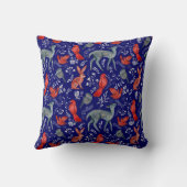 北欧ブルーディアーラビットバードフローラ水彩 クッション (裏面)