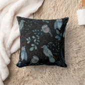 北欧ブルーバードフクロウフローラ水色 クッション (ブランケット)