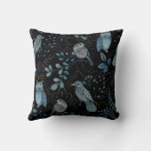 北欧ブルーバードフクロウフローラ水色 クッション (裏面)