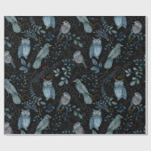 北欧ブルーバードフクロウフローラ水色 ラッピングペーパー (フラット)