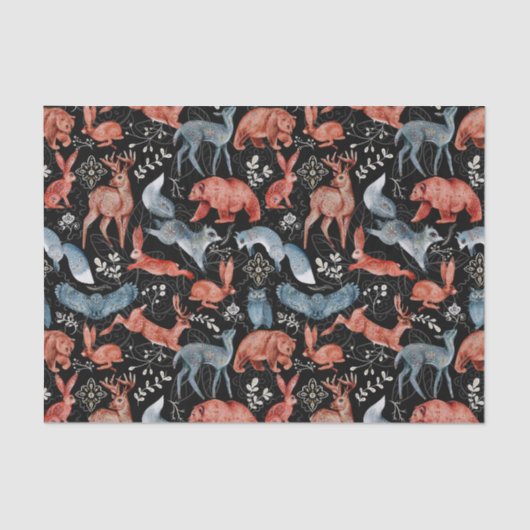 北欧ブルーブラウン動物葉類水色 薄葉紙 (正面)