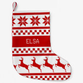 北欧プリントトナカイパーソナライズされた スモールクリスマスストッキング (正面)