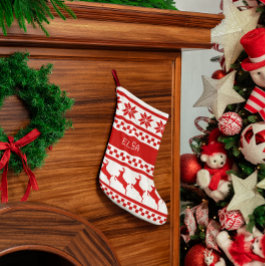 北欧プリントトナカイパーソナライズされた スモールクリスマスストッキング