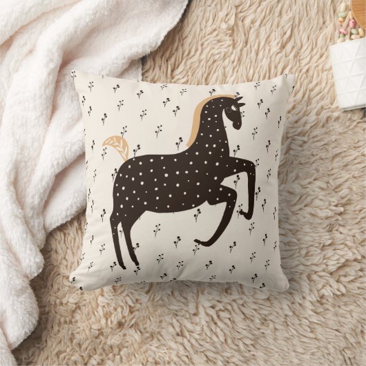 北欧ポニーをブラックパターンで移動 クッション (ブランケット)