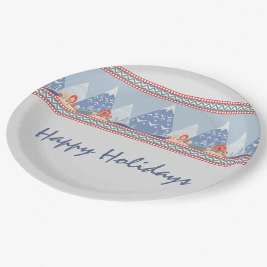 北欧マウンテンシーンカスタマイズ可能な休日 ペーパープレート (アングル)