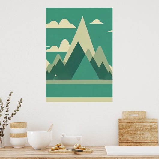 北欧マウンテン抽象芸術ウォールアートポスター ポスター (キッチン)