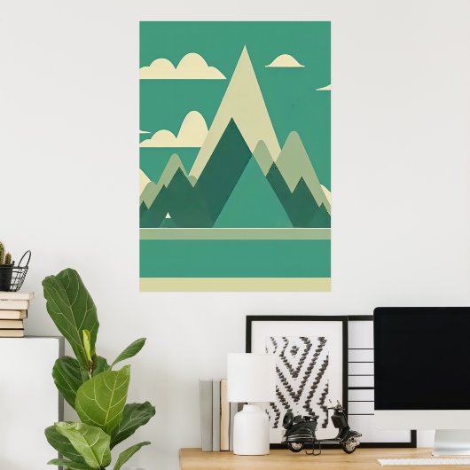 北欧マウンテン抽象芸術ウォールアートポスター ポスター (ホームオフィス)