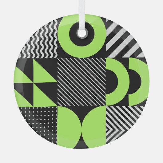 北欧ミニマルの幾何学的ヴィンテージ ガラスオーナメント (正面)