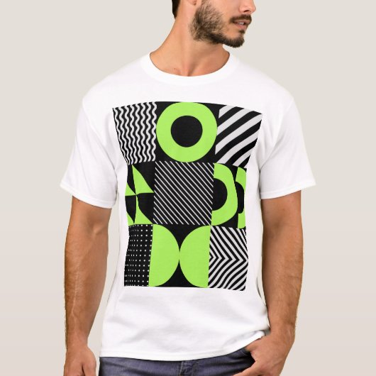 北欧ミニマルの幾何学的ヴィンテージ Tシャツ (正面)