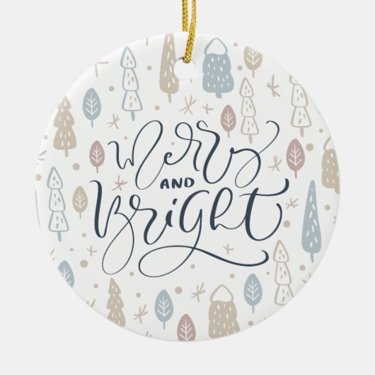 北欧メリークリスマスファミリー写真クリスマス セラミックオーナメント (正面)