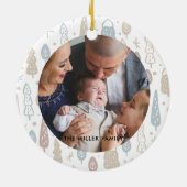北欧メリークリスマスファミリー写真クリスマス セラミックオーナメント (裏面)