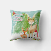 北欧メリークリスマスフォレストキツネディアベアバード クッション (裏面)