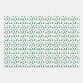 北欧メリーツリーウォーターカラーパステルパターン ラッピングペーパーシート