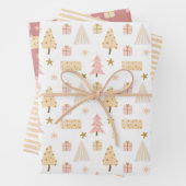 北欧モダンのクリスマス模様ベージュピンク ラッピングペーパーシート (インサイチュ)
