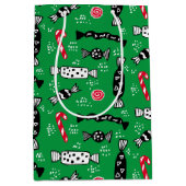 北欧モダンキャンディボンボンボンボンクリスマスグリーン ミディアムペーパーバッグ (正面)