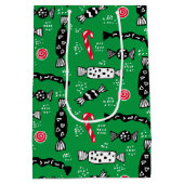 北欧モダンキャンディボンボンボンボンクリスマスグリーン ミディアムペーパーバッグ (裏面)