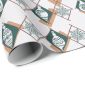 北欧モダングリーンクリスマス植物学 ラッピングペーパー (ロールコーナー)