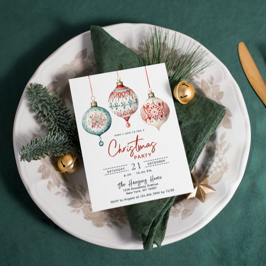 北欧モダンスタイルオーナメントクリスマスパーティー 招待状