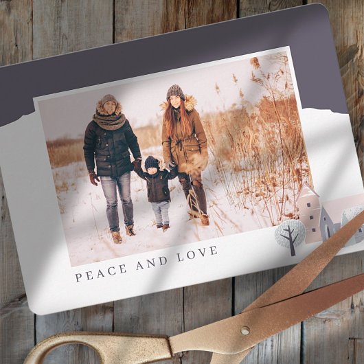 北欧モダンマウンテンキャビンクリスマス シーズンカード