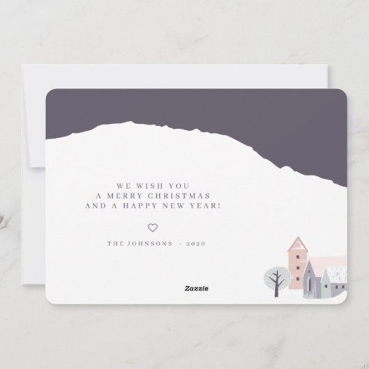 北欧モダンマウンテンキャビンクリスマス シーズンカード (裏面)