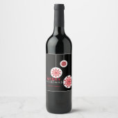 北欧モダンミニマル黒赤白クリスマス ワインラベル (正面)