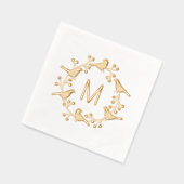 北欧モダンモノグラムイニシャルバードリース 箔ナプキン (左)