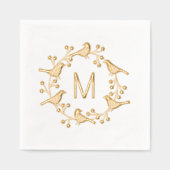 北欧モダンモノグラムイニシャルバードリース 箔ナプキン (正面)
