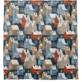 北欧モダン冬の町スカンジナお洒落ヴィア シャワーカーテン (正面)