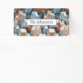 北欧モダン北欧お洒落スカンジウィンタータウンパターン 横断幕 (インサイチュ)