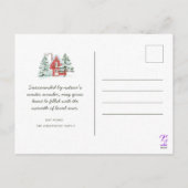 北欧レッドバーンスノーフレークスパインフォレストクリスマス シーズンポストカード (裏面)