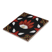 北欧レッド金ゴールドスカンジナビアグラフィックブラック タイル (側面)