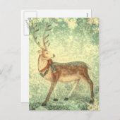北欧ヴィンテージスカンジナビアのクリスマスのトナカイ シーズンポストカード (正面/裏面)