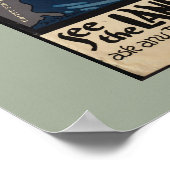 北欧ヴィンテージ旅行広告とバイキング船 ポスター (角)