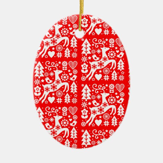 北欧伝統的のクリスマス セラミックオーナメント (正面)